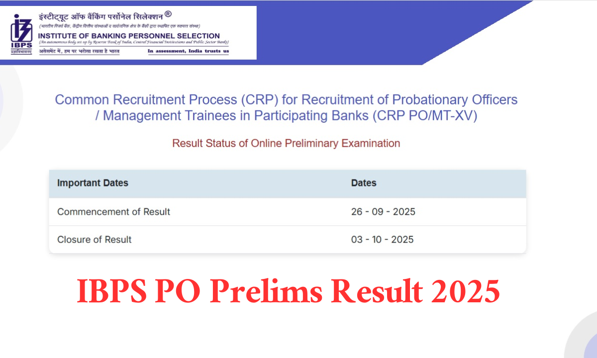 IBPS PO Prelims Result 2025 LINK