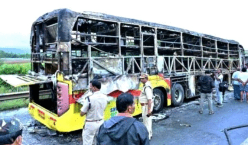 Bus fire in kurnool