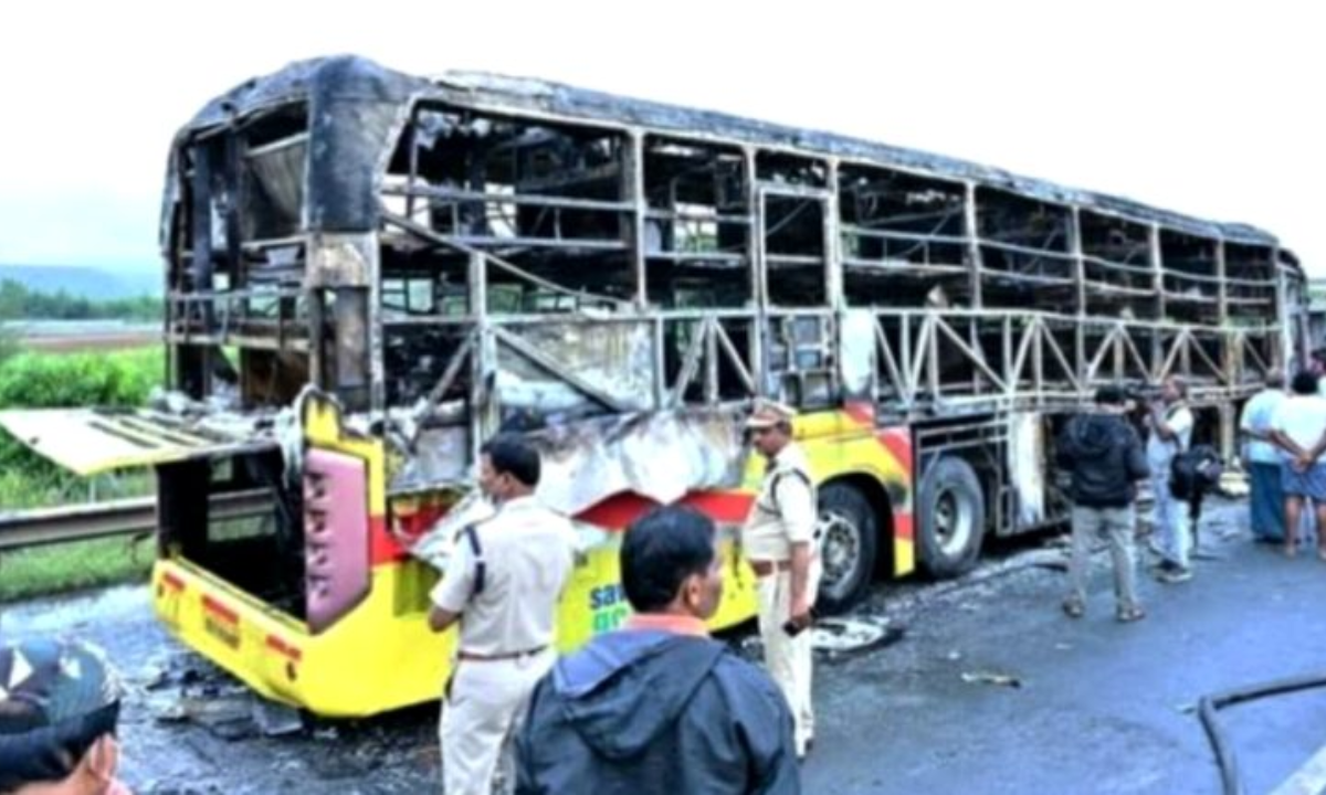 Bus fire in kurnool