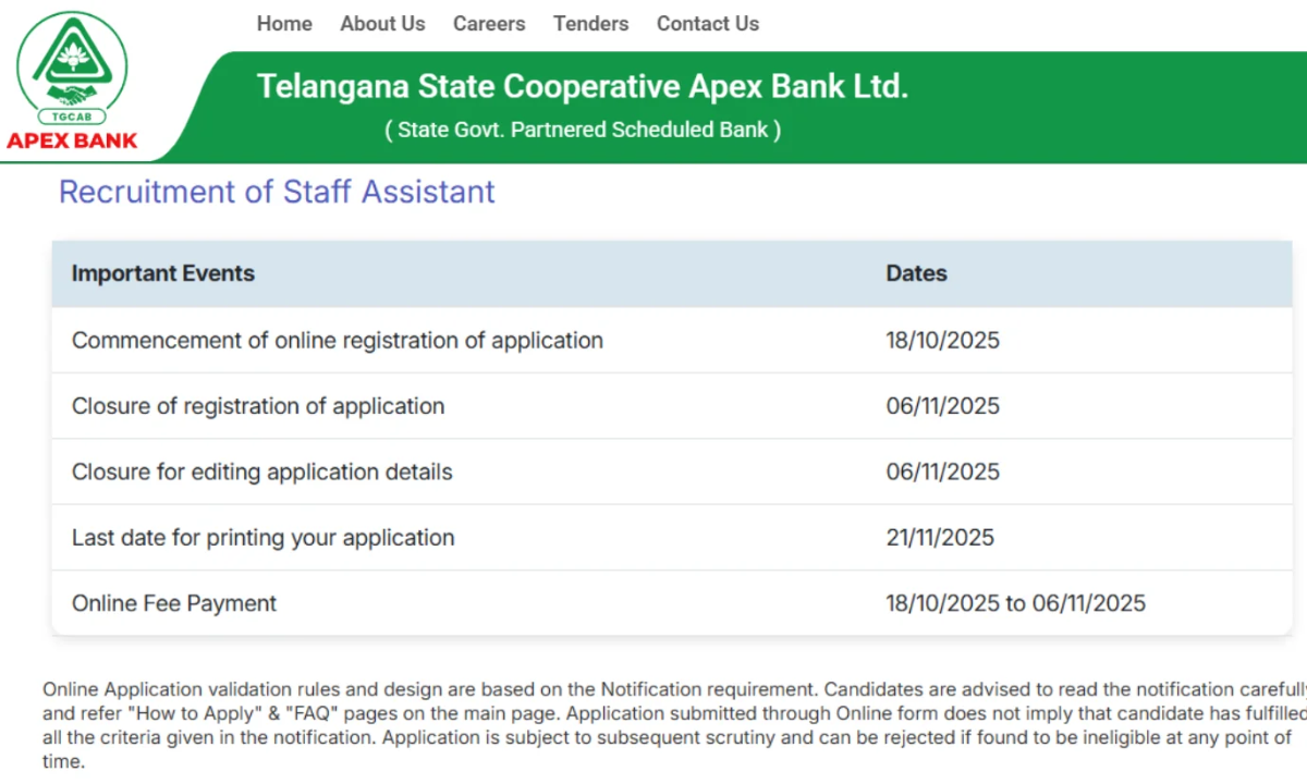 Telangana DCCB Staff Assistant