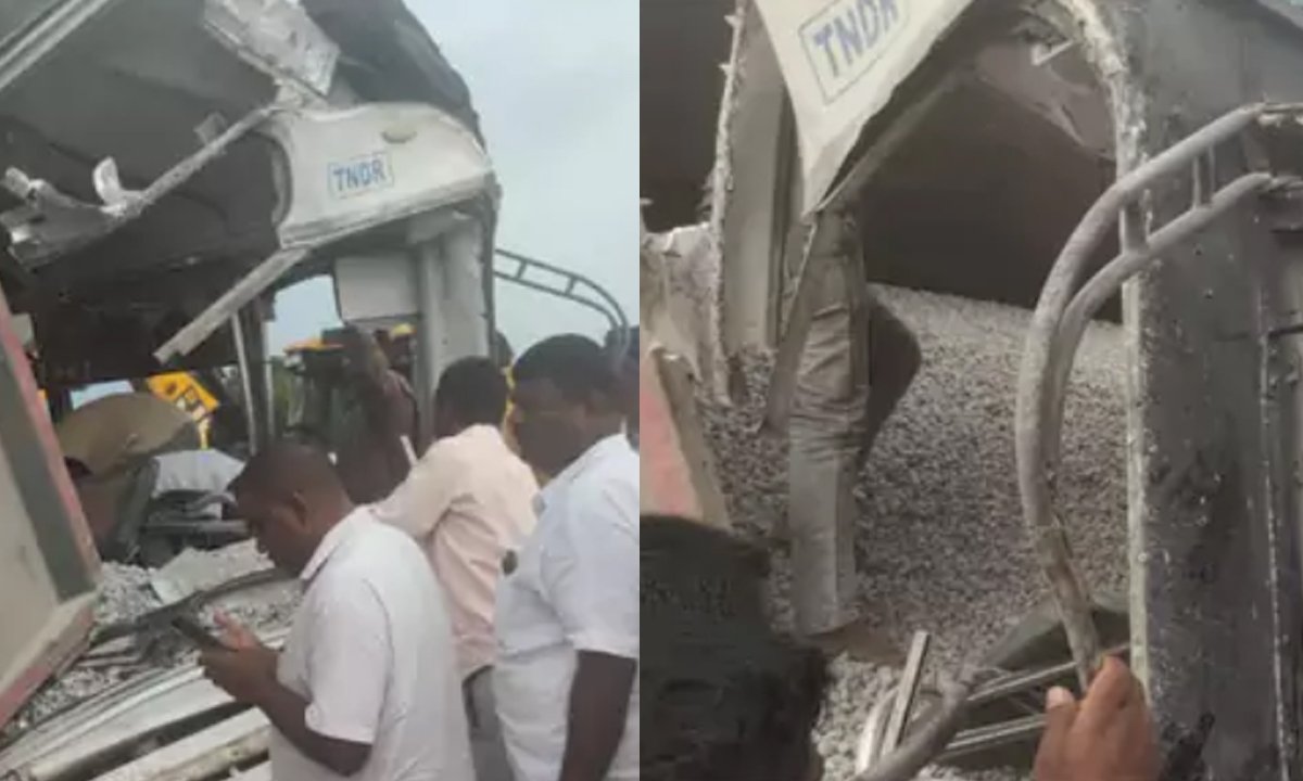 rtc bus and lorry accident at chevella
