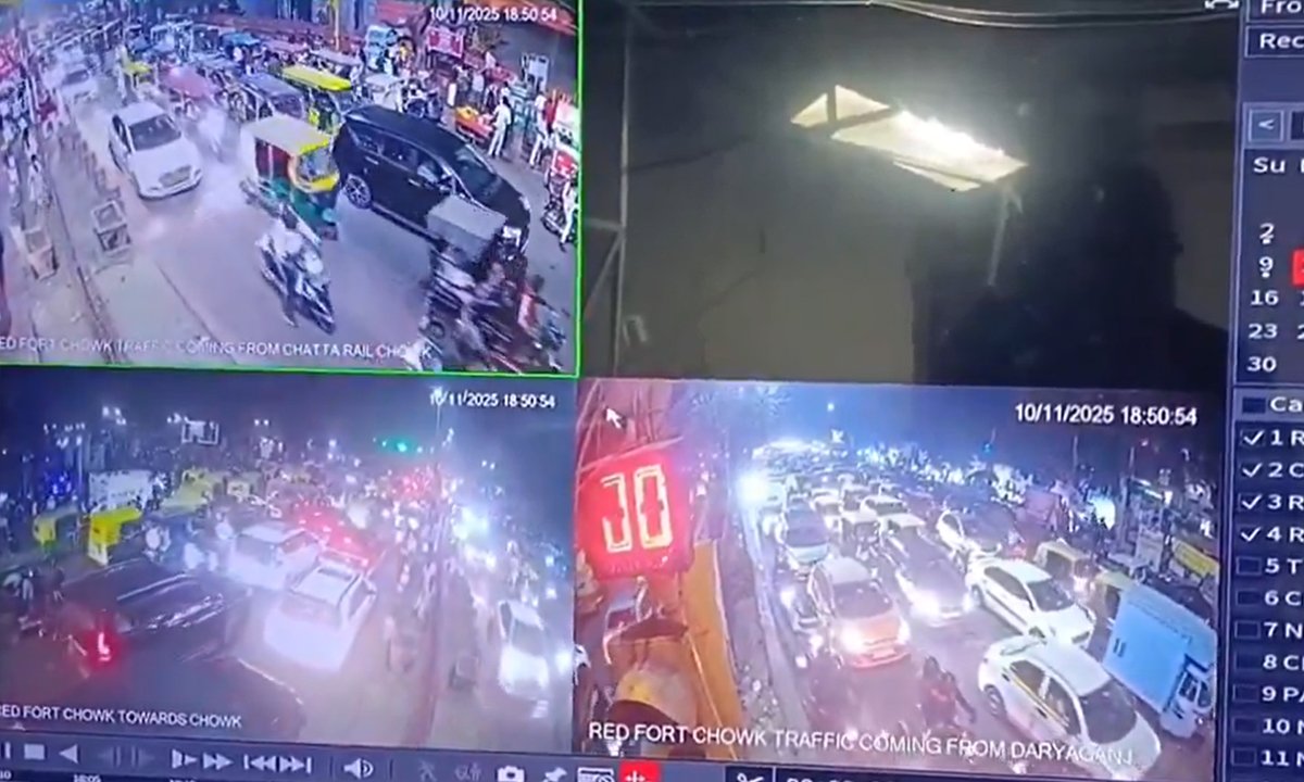 delhi red fort car blast cctv footage released
