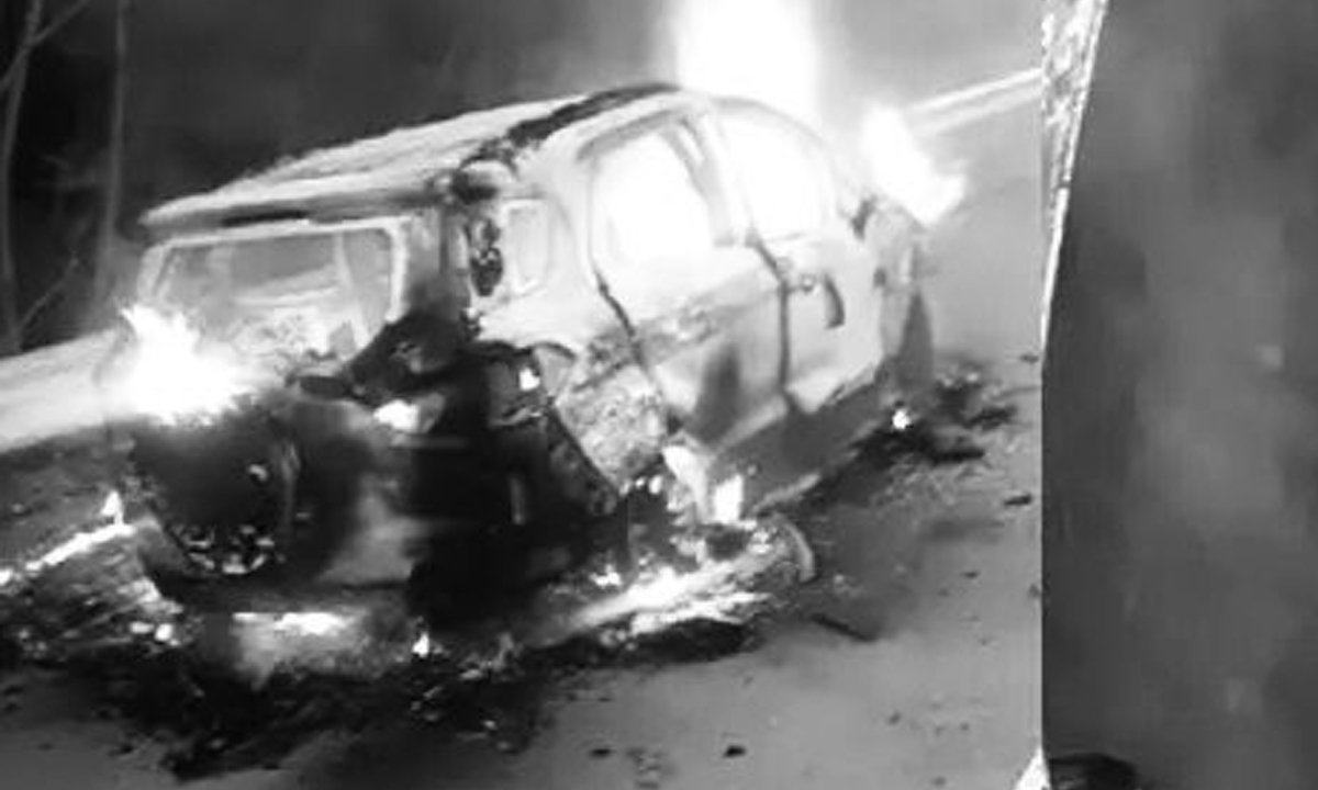 car fire accident in orr hyderabad