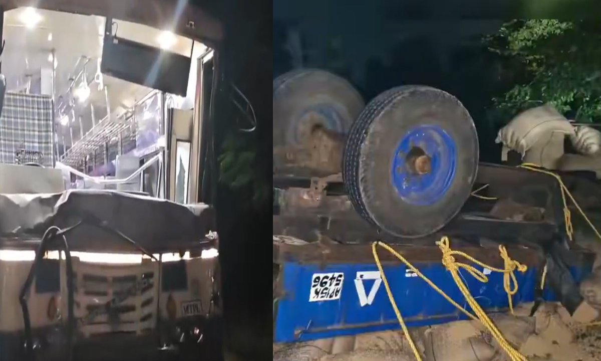 two bus accidents in Nalgonda and karimnagar